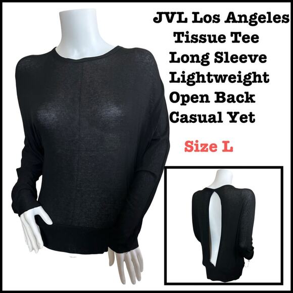 #T78 NWOT JVL Los Angeles Open Back Long Sleeve Lightweight Pullover SZ L $99 - Picture 1 of 11